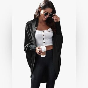 NWT Pink Lily Black Open Front Cardigan Sweater